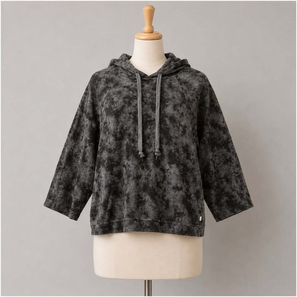 Pact Women’s XL Gray Tie Dye Hoodie Organic Cotton Pullover Sweatshirt